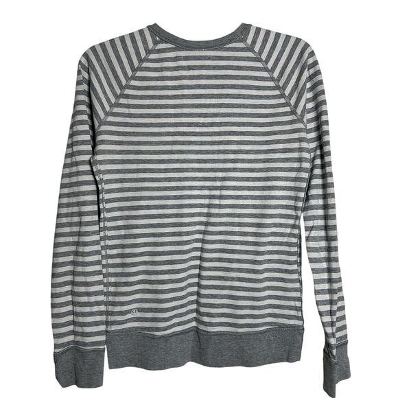 LULULEMON Gray White Striped Long Sleeve Top - Picture 7 of 11
